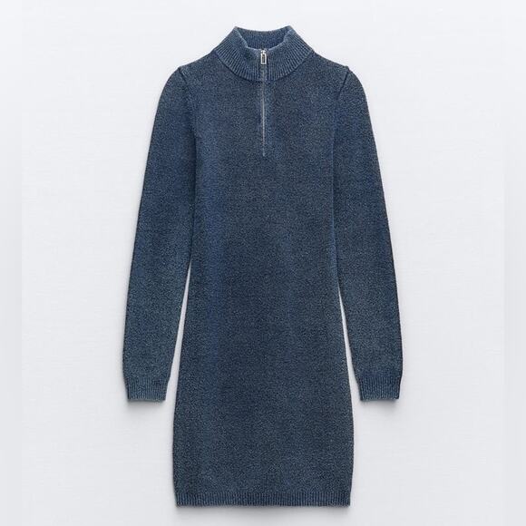 ZARA ACID WASH KNIT MINI DRESS - Picture 6 of 9